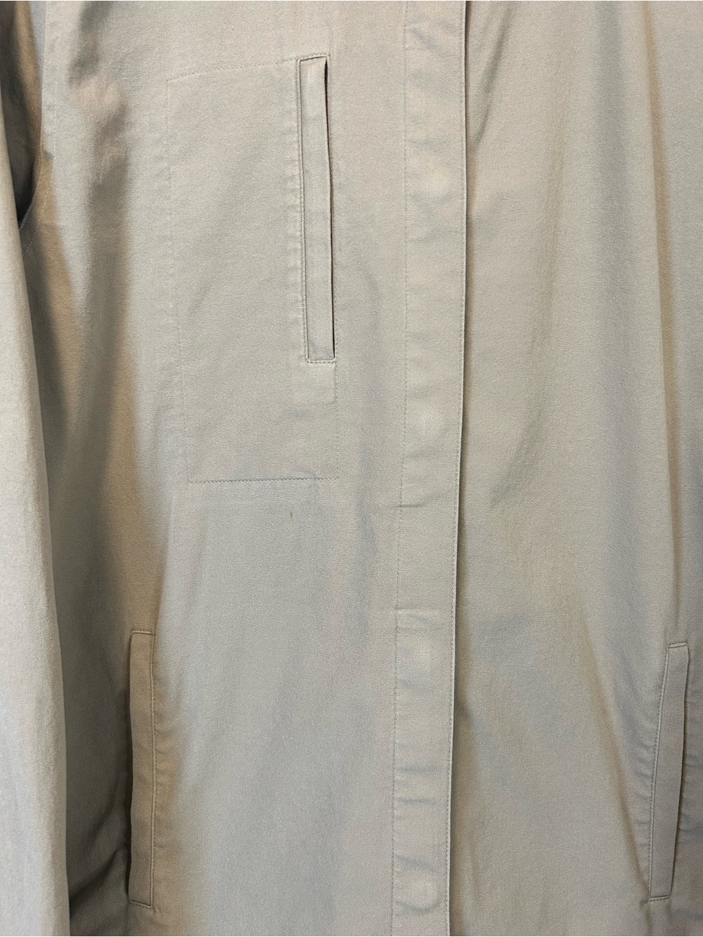 Eileen Fisher Khaki Canvas Shirt Jacket Button Up Mandarin Collar Women’s Large - Picture 3 of 7